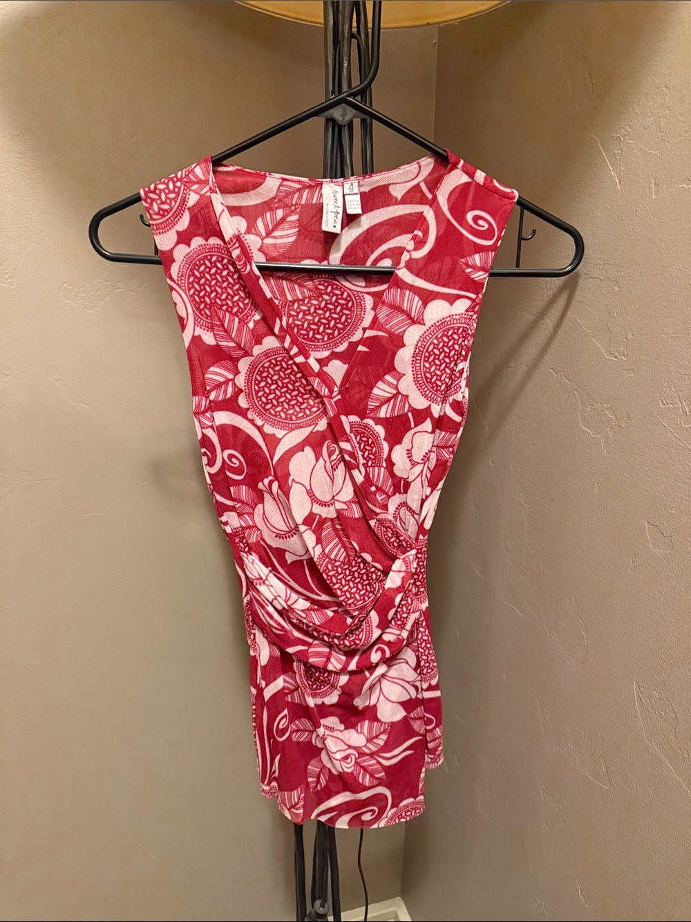 Sweet Pea Red and White Floral Wrap Camisole